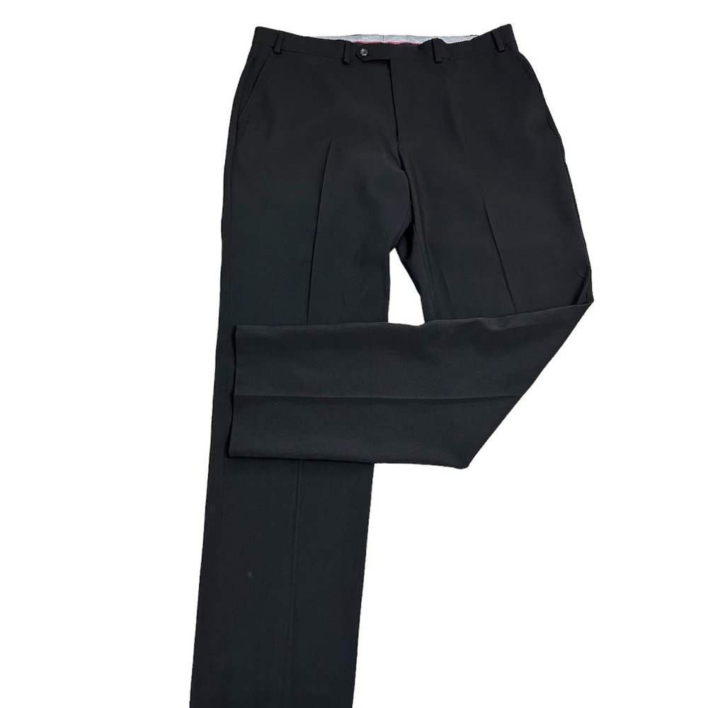 Chaps Men's Black Dress Pants Size 38 X 34 Total Comfort Flat Front, Pre-owned